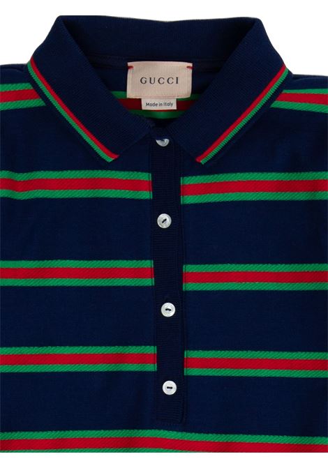 Abito bambina blu in cotone GUCCI | 742149/MOBLU