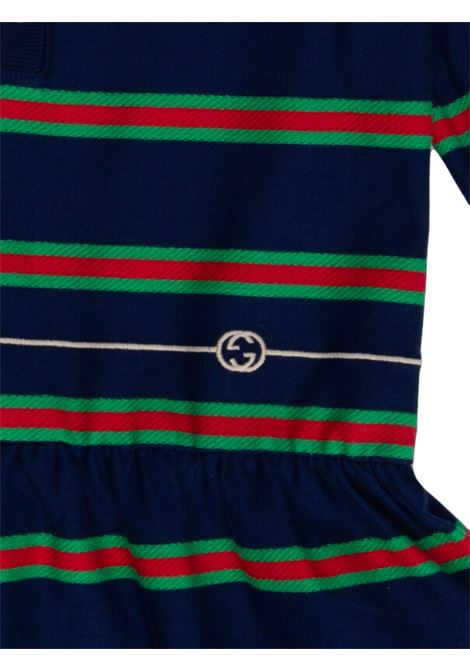 Abito bambina blu in cotone GUCCI | 742149/MOBLU