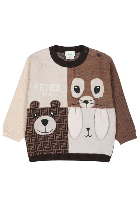 Maglione neonato beige in lana FENDI | BUG170/MABEIGE
