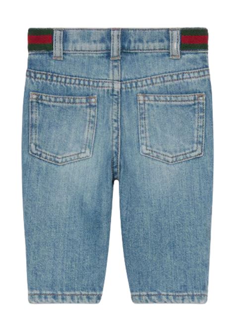 Jeans neonato in cotone denim GUCCI | 770083/CEDENIM