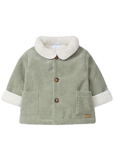 Cardigan neonato verde in velluto LARANJINHA | 92816I4138/MAVERDE