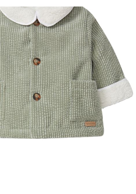 Cardigan neonato verde in velluto LARANJINHA | 92816I4138/MAVERDE