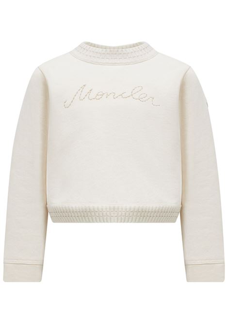 Cream cotton sweatshirt for girls Moncler | 8G000128/CEPANNA