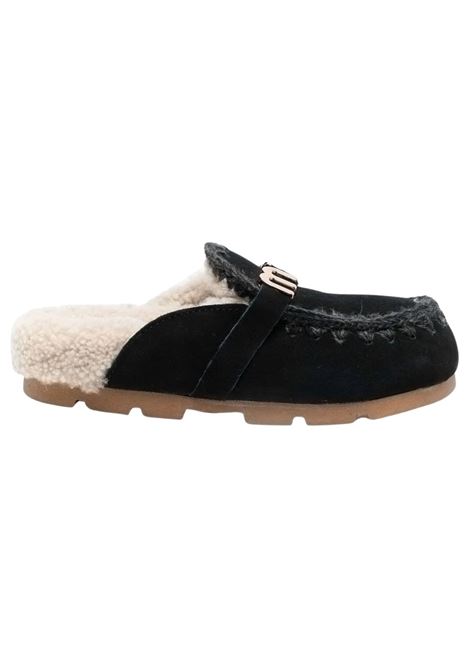 Black slippers with application Mou | MU.FW431000ABKBK
