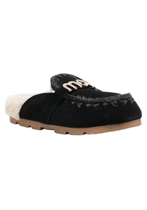 Black slippers with application Mou | MU.FW431000ABKBK