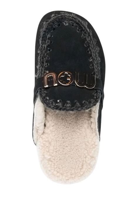 Black slippers with application Mou | MU.FW431000ABKBK