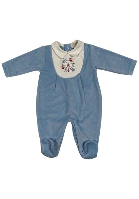 Tutina neonato azzurra in velluto NANAN | I25127AZZURRO