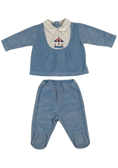 Completo neonato azzurro in velluto NANAN | I25128AZZURRO
