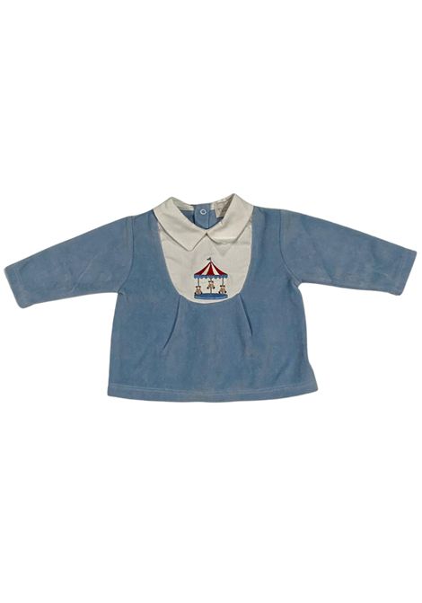 Completo neonato azzurro in velluto NANAN | I25128AZZURRO