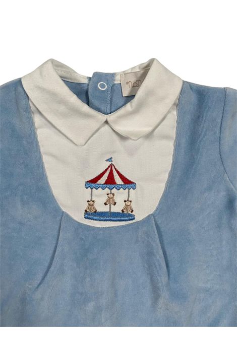 Completo neonato azzurro in velluto NANAN | I25128AZZURRO