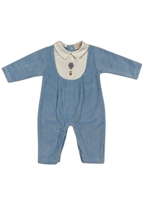 Tutina neonato azzurra in velluto NANAN | I25129AZZURRO