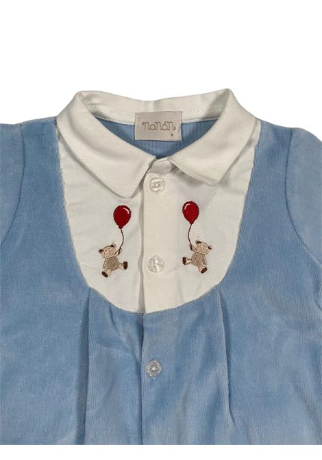 Tutina neonato azzurra in velluto NANAN | I25130AZZURRO
