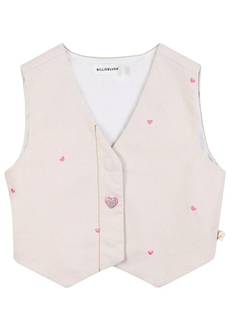 Gilet bambina beige in cotone denim Billieblush | U21619/ANBEIGE