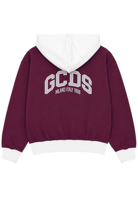 Burgundy cotton sweatshirt for girls GCDS | C2BJQE562F342BORDEAU