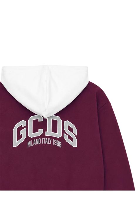 Burgundy cotton sweatshirt for girls GCDS | C2BJQE562F342BORDEAU