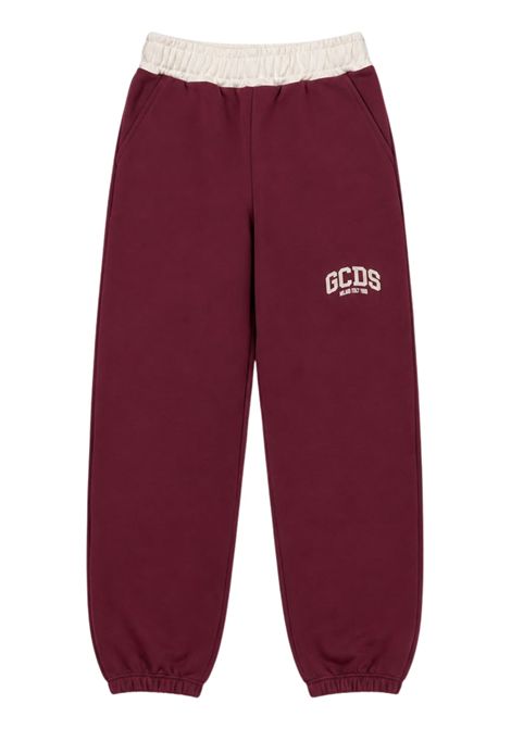 Burgundy cotton trousers for girls GCDS | C2BJQI563F342BORDEAU