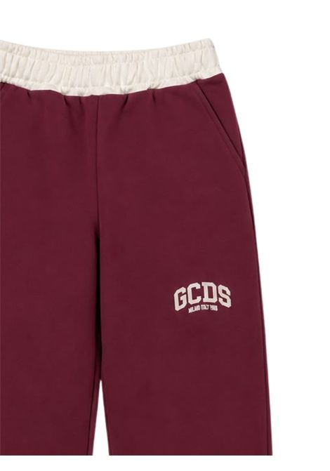 Burgundy cotton trousers for girls GCDS | C2BJQI563F342BORDEAU