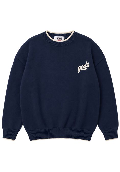 Blue viscose children's sweater GCDS | C2BXQF591K349BLU