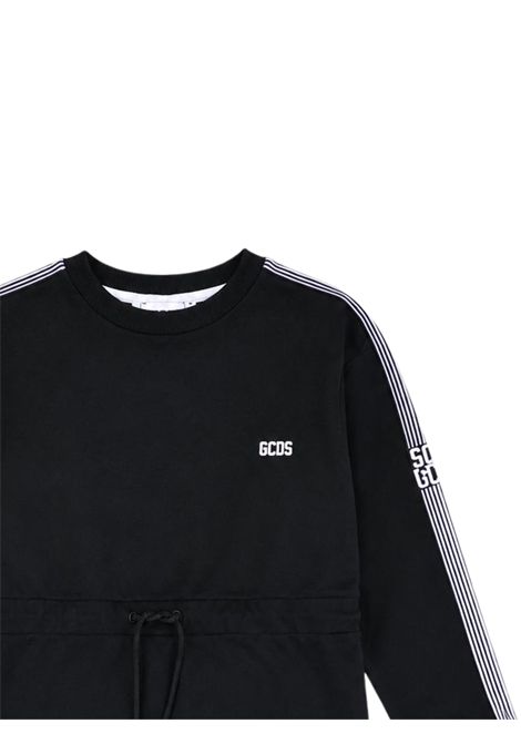 Abito bambina nero in cotone GCDS | C2GJQB513F342NERA
