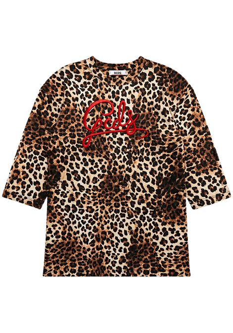 Girls' leopard cotton dress GCDS | C2GJQB549F342LEOPARDATO