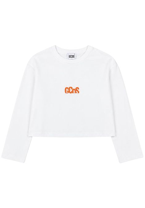 White cotton T-shirt for girls GCDS | C2GJQC520J341BIANCA
