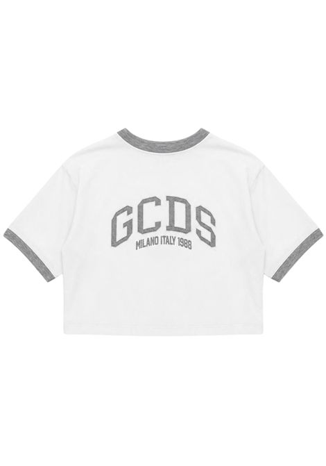 T-shirt bambina bianca in cotone GCDS | C2GJQC565J341BIANCA