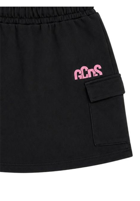 Gonna bambina nera in cotone GCDS | C2GJQM524F342NERO