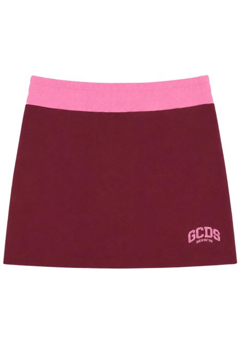 Gonna bambina rosa in cotone GCDS | C2GJQM571F342BORDEAU