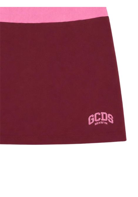 Gonna bambina rosa in cotone GCDS | C2GJQM571F342BORDEAU