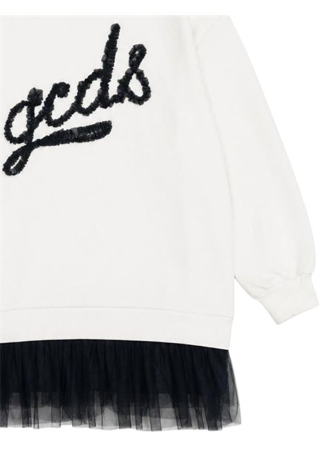 Abito bambina bianco in cotone GCDS | C2GXQB542F342BIANCA