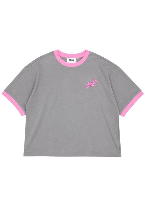 Girls' grey cotton T-shirt GCDS | C2GXQC535J341GRIGIA