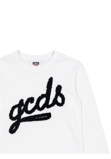 White cotton T-shirt for girls GCDS | C2GXQC545J341BIANCA