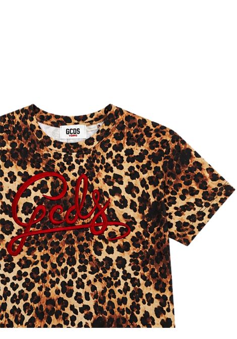 T-shirt bambina leopardata in cotone GCDS | C2GXQC550J341LEOPARDATO