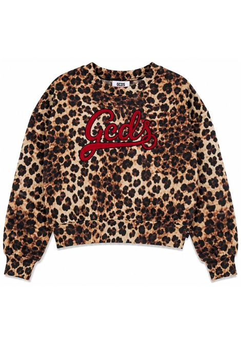 Girls' leopard cotton sweatshirt GCDS | C2GXQE546F342LEOPARDATO