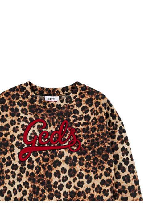 Girls' leopard cotton sweatshirt GCDS | C2GXQE546F342LEOPARDATO