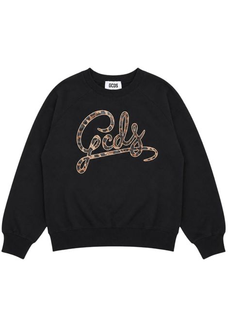 Black cotton sweatshirt for girls GCDS | C2GXQE552F342NERA