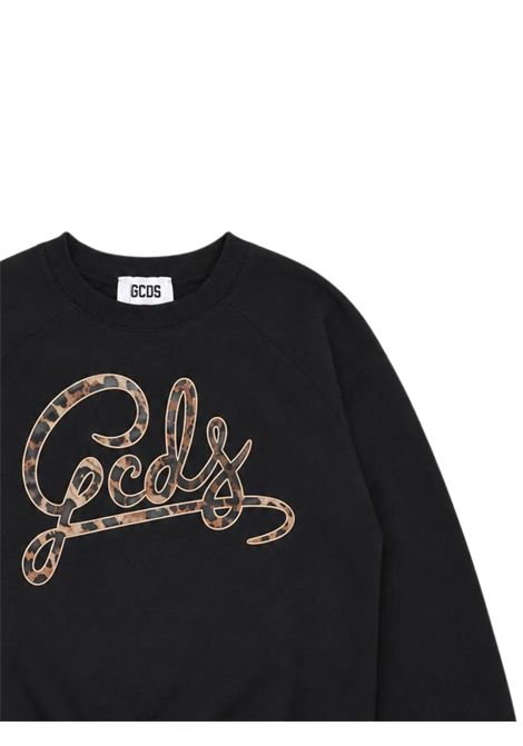Black cotton sweatshirt for girls GCDS | C2GXQE552F342NERA