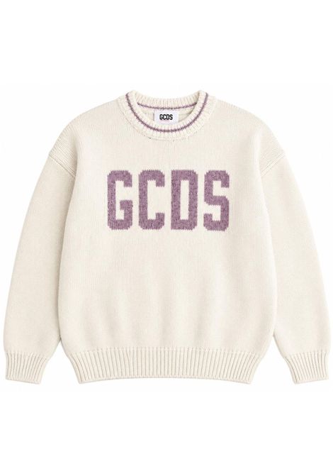 Maglione bambina panna in lana GCDS | C2GXQF586K347PANNA