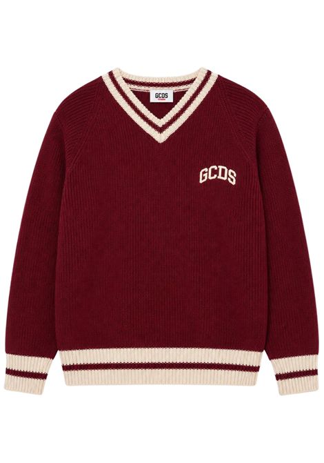 Maglione unisex in misto lana GCDS | C2GXQF587K347BORDEAU
