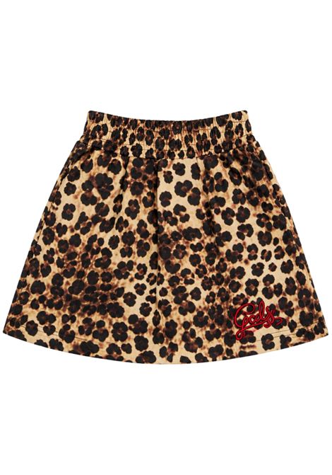 Gonna bambina leopardata in cotone GCDS | C2GXQM548F342LEOPARDATO