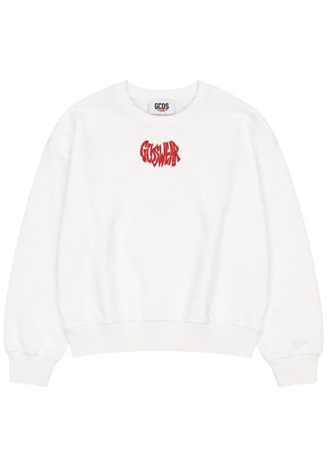 White cotton sweatshirt for girls GCDS | C2UJQE576F342BIANCO