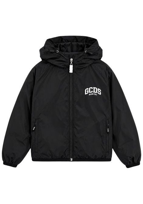 Black children's jacket with hood GCDS | C2UXQA616T340NERO