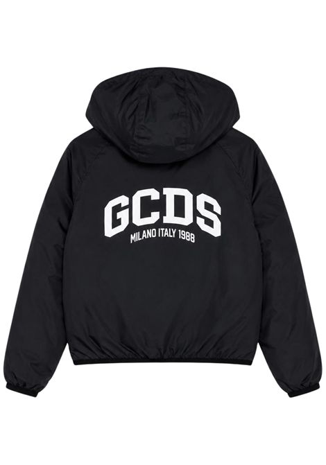 Black children's jacket with hood GCDS | C2UXQA616T340NERO
