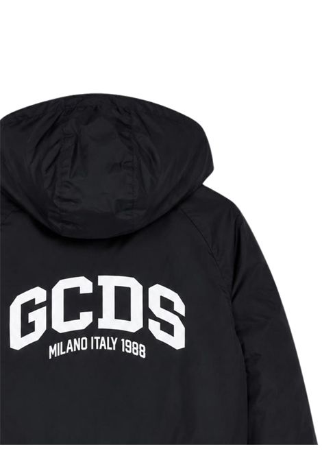 Black children's jacket with hood GCDS | C2UXQA616T340NERO