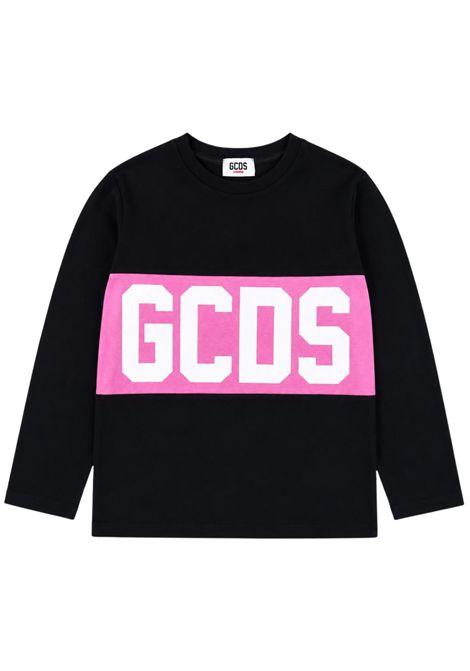 T-shirt bambina nero/rosa in cotone GCDS | Z0GJQC608J105NERA/ROSA