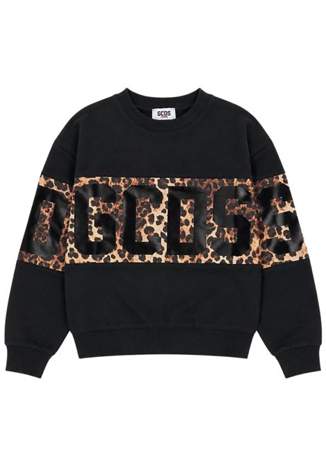 Black cotton sweatshirt for girls GCDS | Z0GJQE584F005NERA