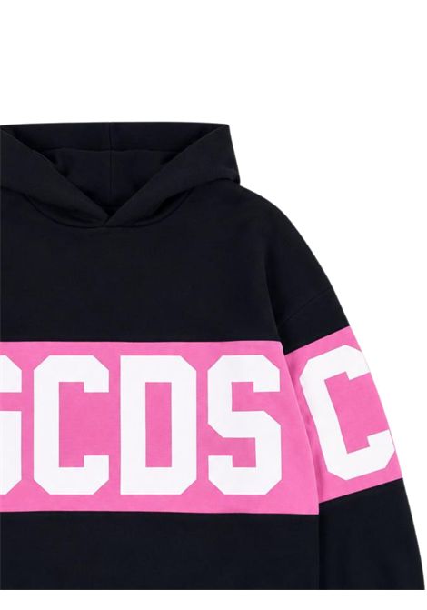 Felpa bambina nero/rosa in cotone GCDS | Z0GXQE583F004NERA/ROSA