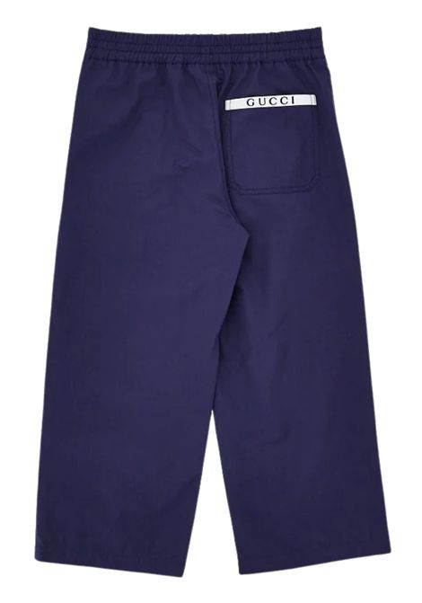 Pantalone bambino blu in cotone GUCCI | 824845/CEBLU