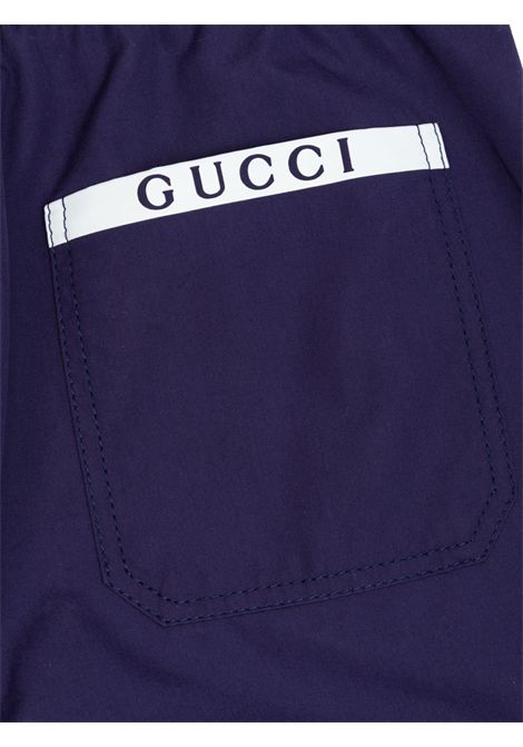 Pantalone bambino blu in cotone GUCCI | 824845/CEBLU