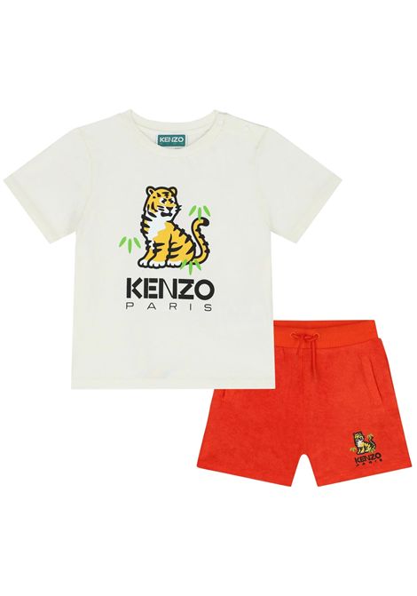 Completo neonato bianco in cotone Kenzo | K60138BIANCO